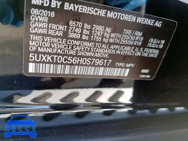 2017 BMW X5 XDR40E 5UXKT0C56H0S79617 зображення 9