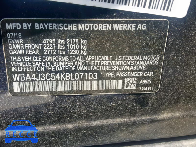 2019 BMW 430XI GRAN WBA4J3C54KBL07103 Bild 9