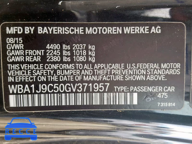 2016 BMW M235XI WBA1J9C50GV371957 зображення 9