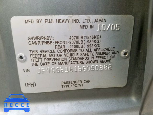 2006 SAAB 9-2 2.5I JF4GG61616G050382 image 9