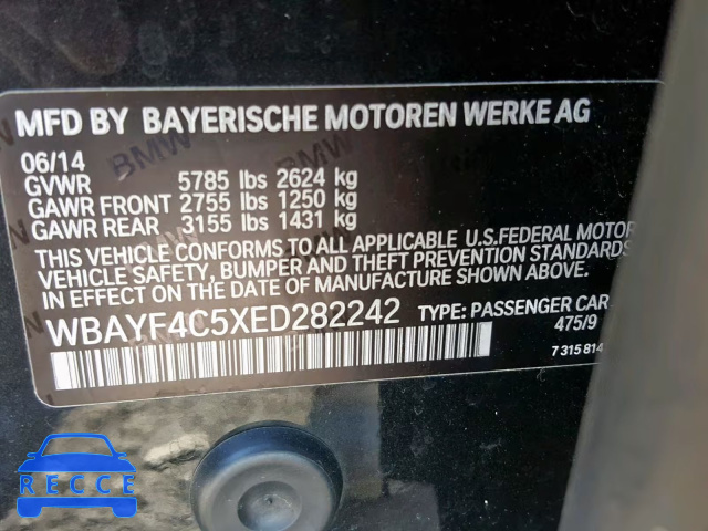 2014 BMW 740 LXI WBAYF4C5XED282242 зображення 9