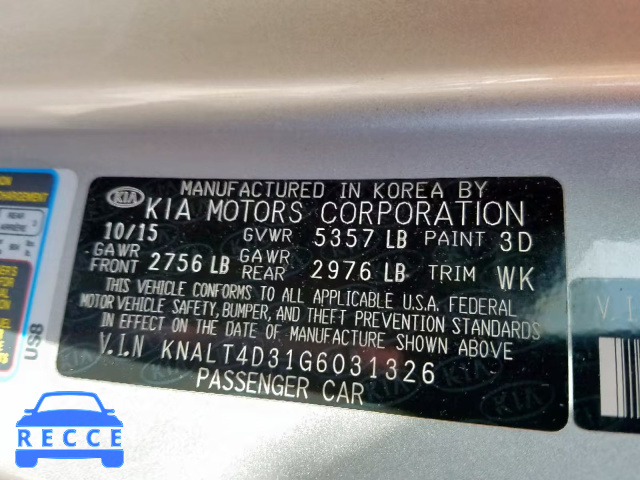 2016 KIA K900 KNALT4D31G6031326 image 9