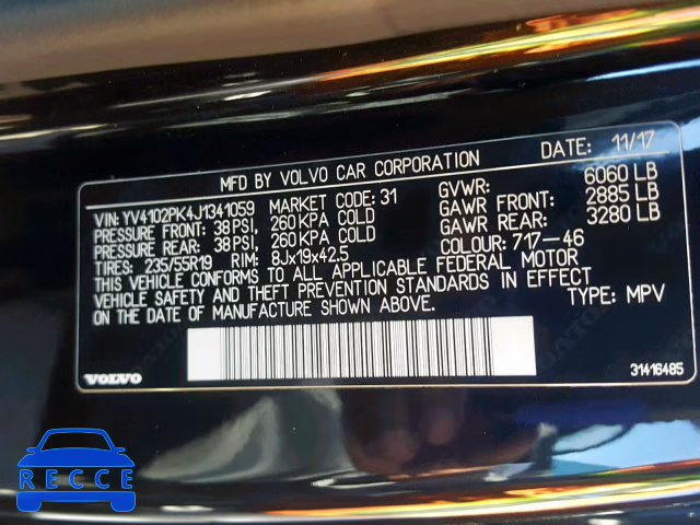 2018 VOLVO XC90 T5 YV4102PK4J1341059 зображення 9