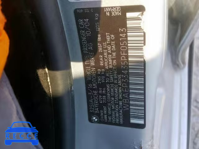 2005 BMW 325 XIT WBAEP33435PF05143 зображення 9