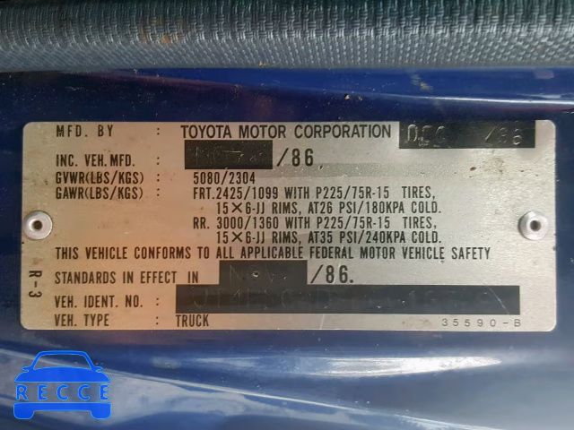1987 TOYOTA PICKUP RN6 JT4RN64DXH0013729 image 9