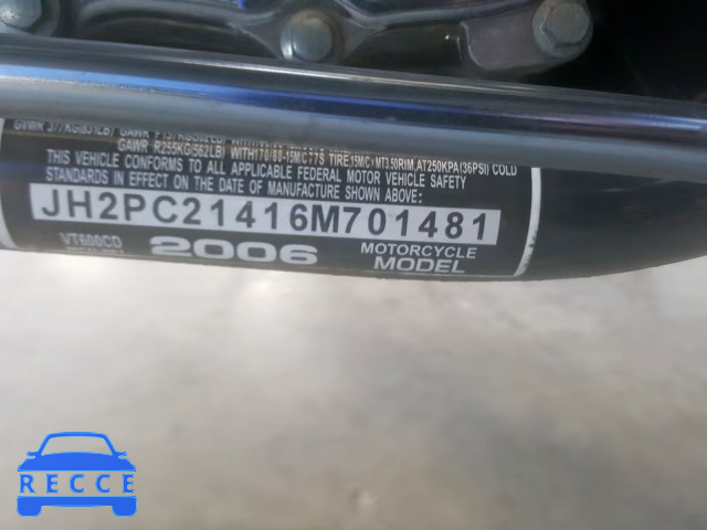 2006 HONDA VT600 CD JH2PC21416M701481 image 9