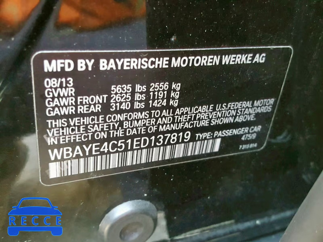 2014 BMW 740 LI WBAYE4C51ED137819 Bild 9