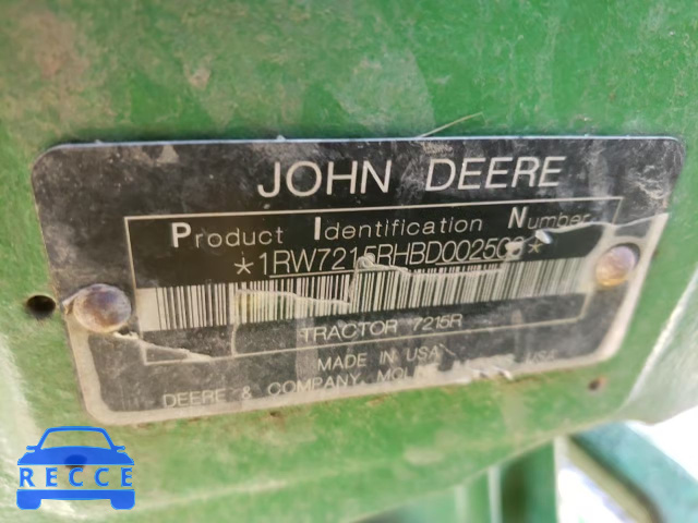 2011 JOHN DEERE TRACTOR 1RW7215RHBD002508 зображення 9