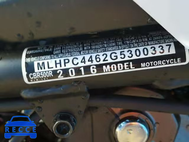 2016 HONDA CBR500 R MLHPC4462G5300337 image 9