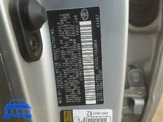 2006 TOYOTA CAMRY LE 4T1BE32K86U141888 image 9