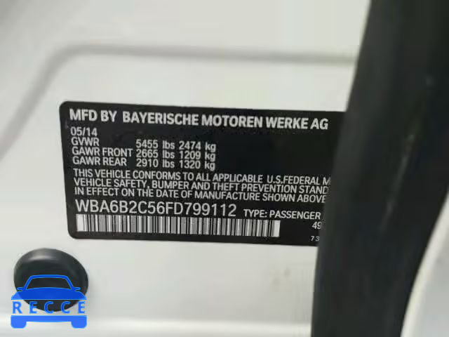 2015 BMW 650 I WBA6B2C56FD799112 зображення 9