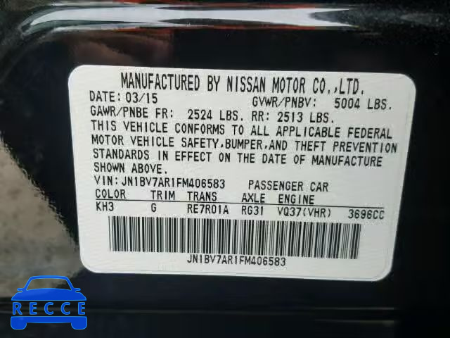 2015 INFINITI Q50 BASE JN1BV7AR1FM406583 image 9