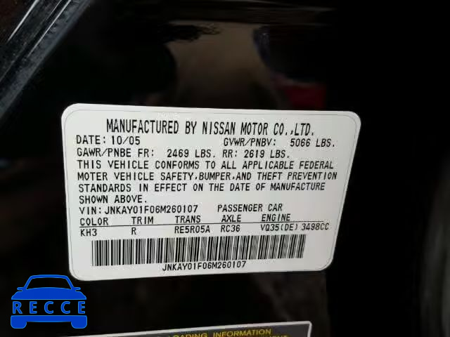 2006 INFINITI M35 BASE JNKAY01F06M260107 image 9