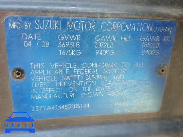 2008 SUZUKI SX4 BASE JS2YA413485105144 image 9