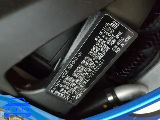2016 SUZUKI GSX-R750 JS1GR7MA3G2100831 image 9