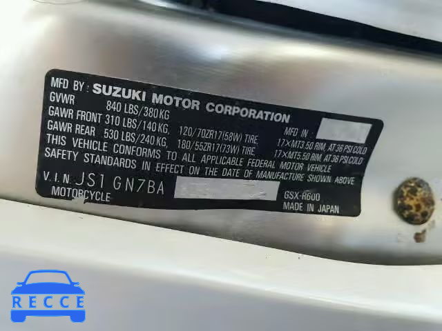 2002 SUZUKI GSX-R600 JS1GN7BA822102789 image 9