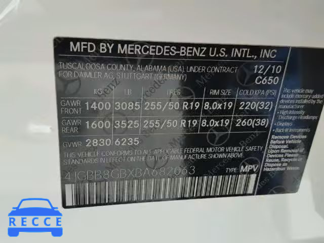 2011 MERCEDES-BENZ ML 350 4MA 4JGBB8GBXBA682063 зображення 9