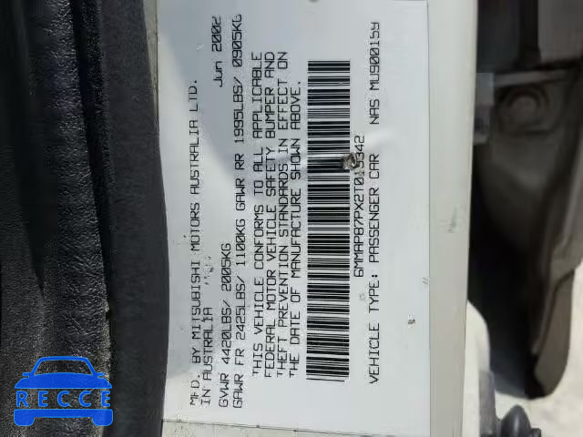 2002 MITSUBISHI DIAMANTE 6MMAP87PX2T019342 зображення 9