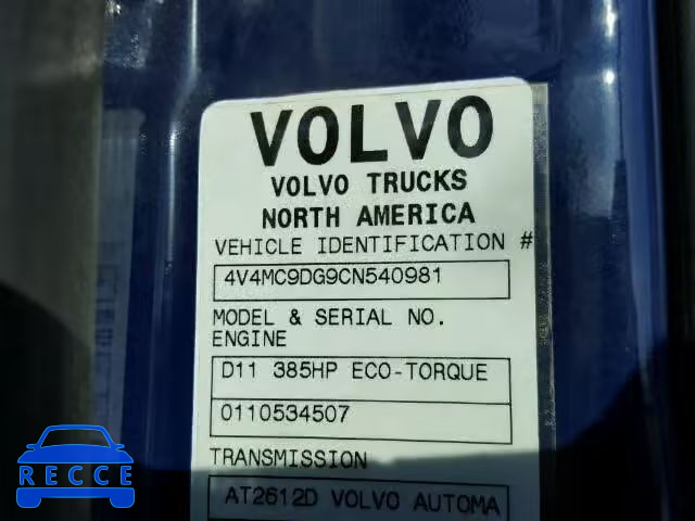 2012 VOLVO VN VNM 4V4MC9DG9CN540981 image 9