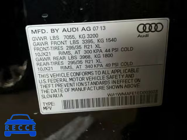 2014 AUDI Q7 PRESTIG WA1WMAFE1ED003023 image 9