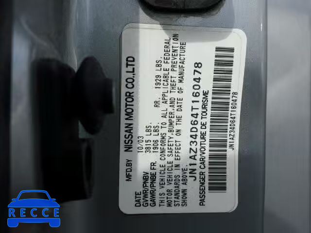2004 NISSAN 350Z COUPE JN1AZ34D64T160478 image 9