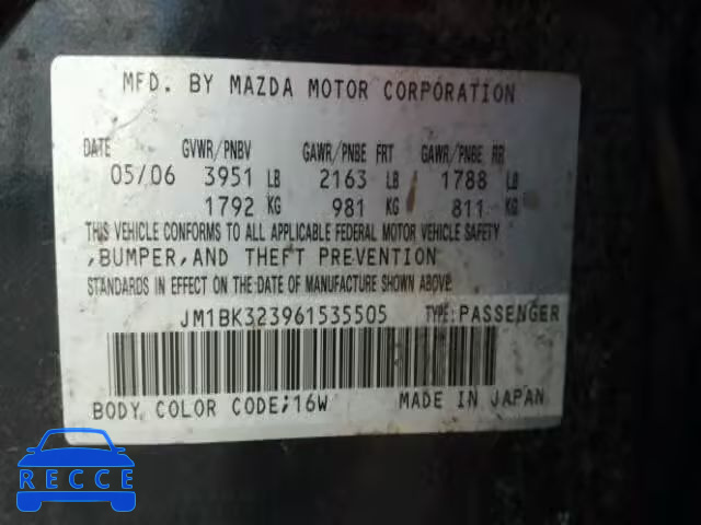 2006 MAZDA 3 S JM1BK323961535505 image 9