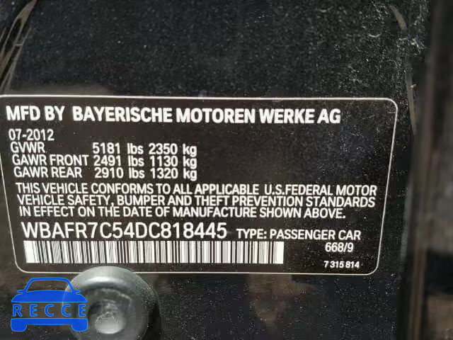 2013 BMW 535 I WBAFR7C54DC818445 зображення 9