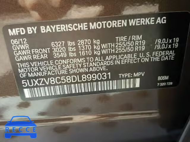 2013 BMW X5 XDRIVE5 5UXZV8C58DL899031 Bild 9