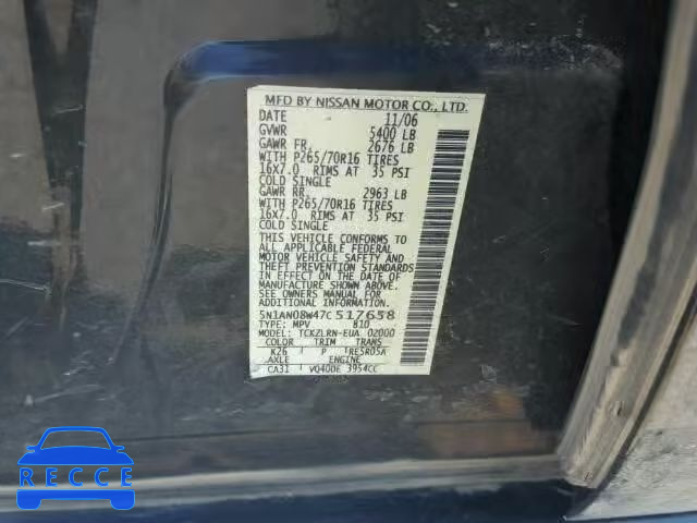 2007 NISSAN XTERRA OFF 5N1AN08W47C517658 Bild 9