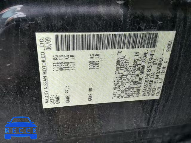 2009 NISSAN MAXIMA S 1N4AA51E39C853941 Bild 9