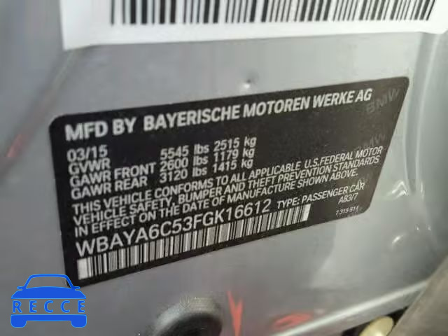 2015 BMW 740I WBAYA6C53FGK16612 зображення 9