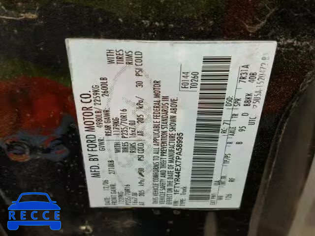 2007 FORD RANGER SUP 1FTYR44EX7PA58995 image 9