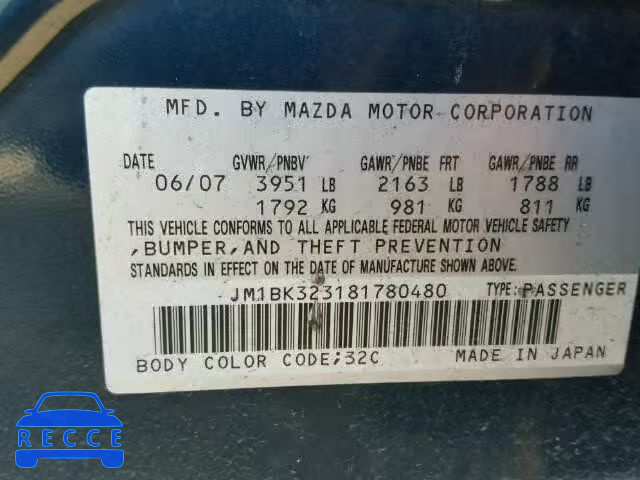 2008 MAZDA 3 S JM1BK323181780480 image 9