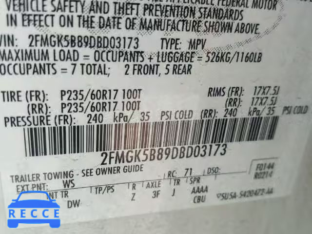 2013 FORD FLEX SE 2FMGK5B89DBD03173 image 9