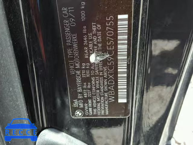 2012 BMW 335 WBADX1C59CE570755 зображення 9