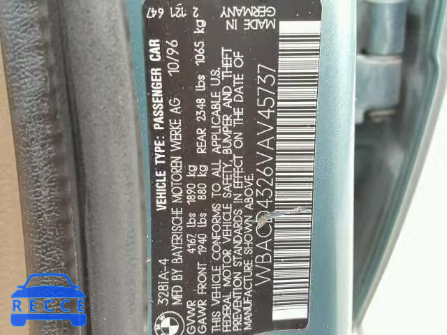 1997 BMW 328 I AUTO WBACD4326VAV45737 image 9