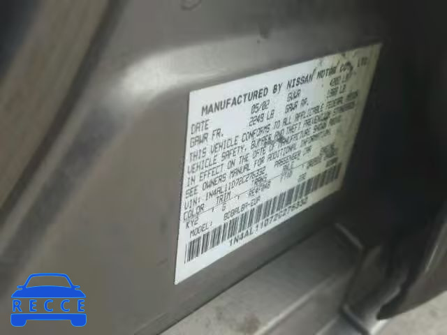 2002 NISSAN ALTIMA BAS 1N4AL11D72C276332 image 9