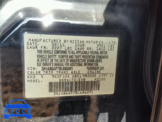 2011 NISSAN SENTRA 2.0 3N1AB6AP7BL686091 image 9