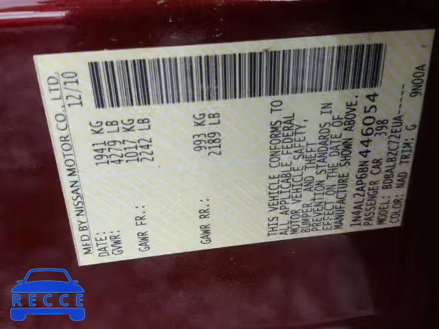 2011 NISSAN ALTIMA BAS 1N4AL2AP6BN446054 image 9