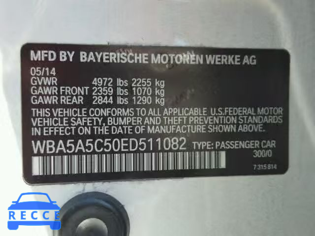 2014 BMW 528 I WBA5A5C50ED511082 image 9