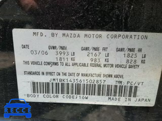 2006 MAZDA 3 HATCHBAC JM1BK143561502857 image 9