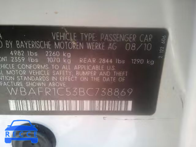 2011 BMW 528 I WBAFR1C53BC738869 image 9