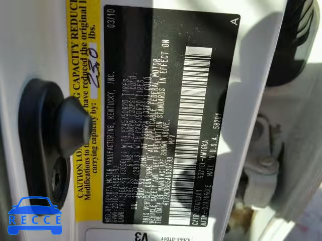 2010 TOYOTA VENZA BASE 4T3ZK3BB5AU026799 image 9