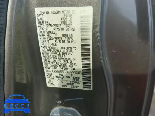 2002 NISSAN FRONTIER K 1N6DD26S02C367456 image 9