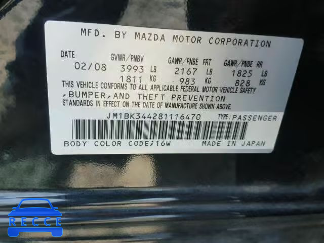 2008 MAZDA 3 HATCHBAC JM1BK344281116470 image 9