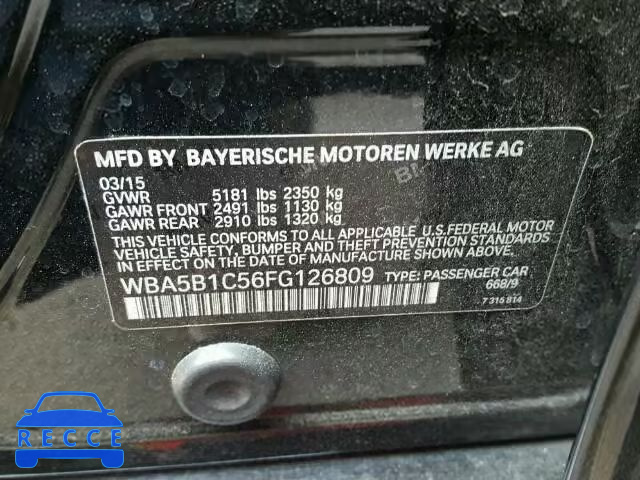 2015 BMW 535 I WBA5B1C56FG126809 зображення 9