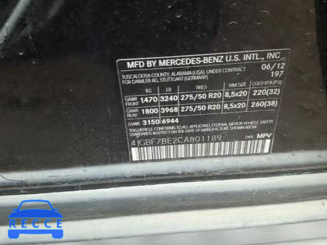 2012 MERCEDES-BENZ GL 450 4MA 4JGBF7BE2CA801189 зображення 9