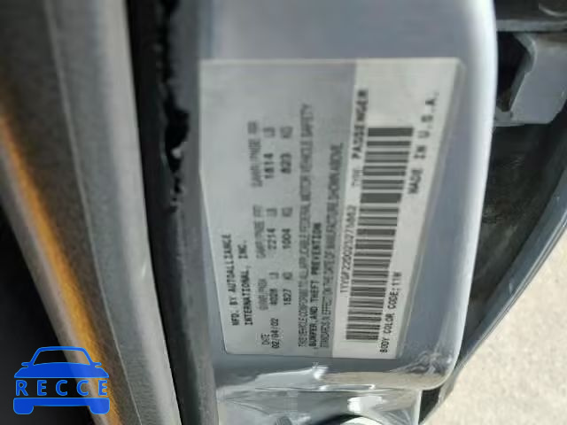 2002 MAZDA 626 ES 1YVGF22D025275862 Bild 9