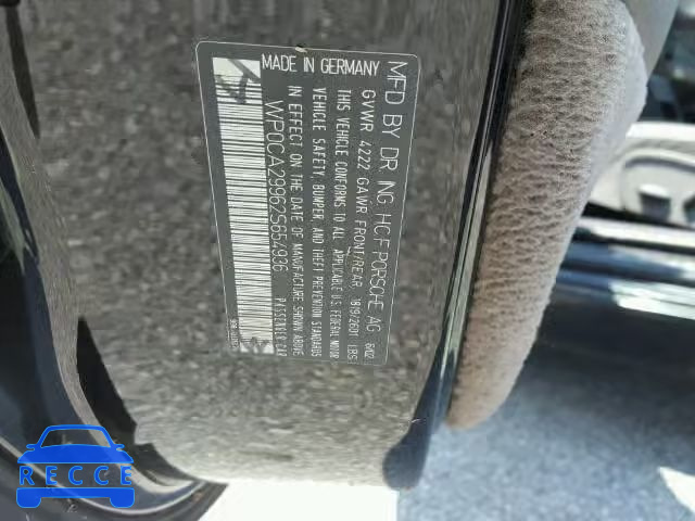 2002 PORSCHE 911 WP0CA29962S654936 image 9