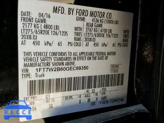 2016 FORD F250 1FT7W2B60GEC69350 image 9